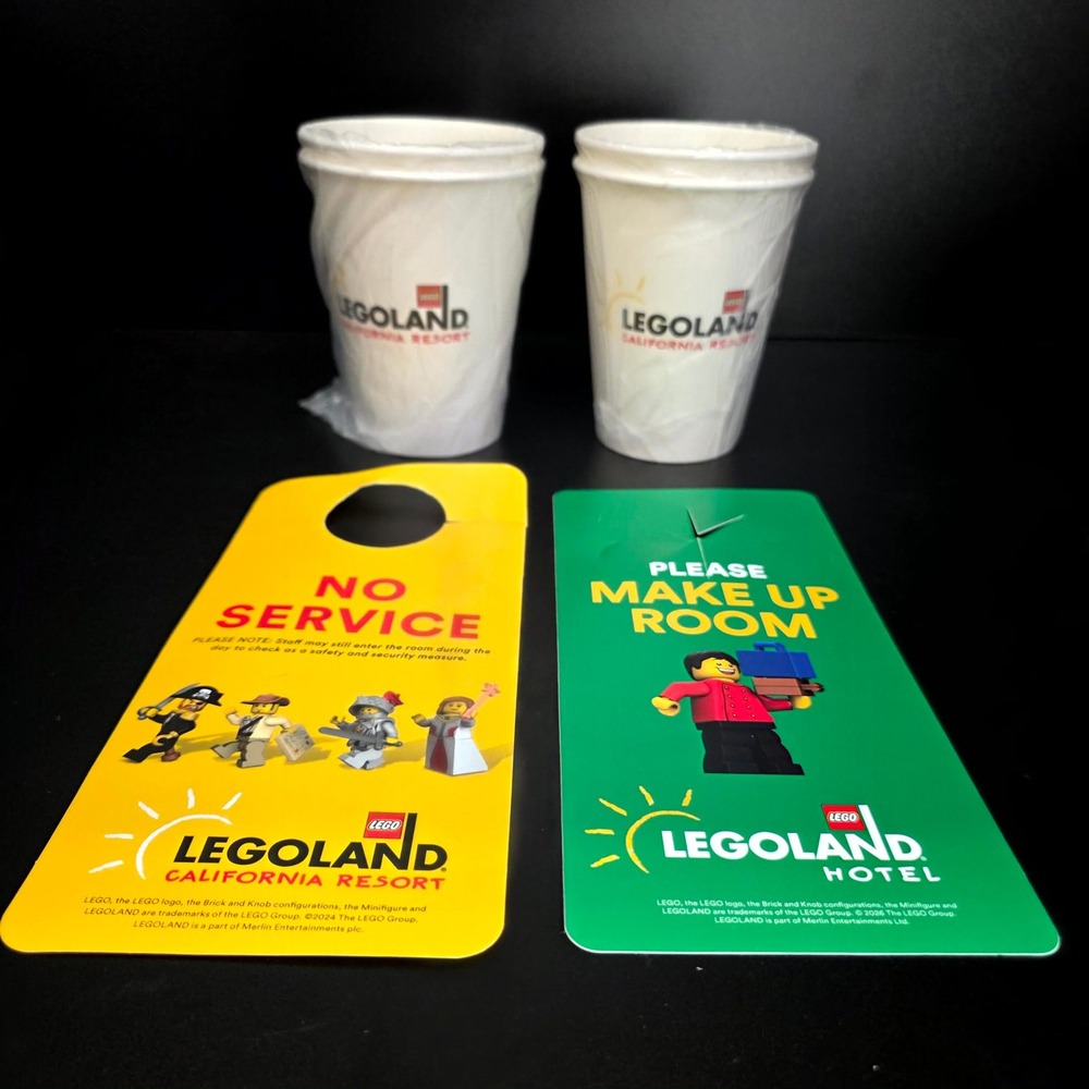 LEGOLAND Hotel Souvenir Set Multicolor Door Hangers and Wrapped Cups Lego Blocks